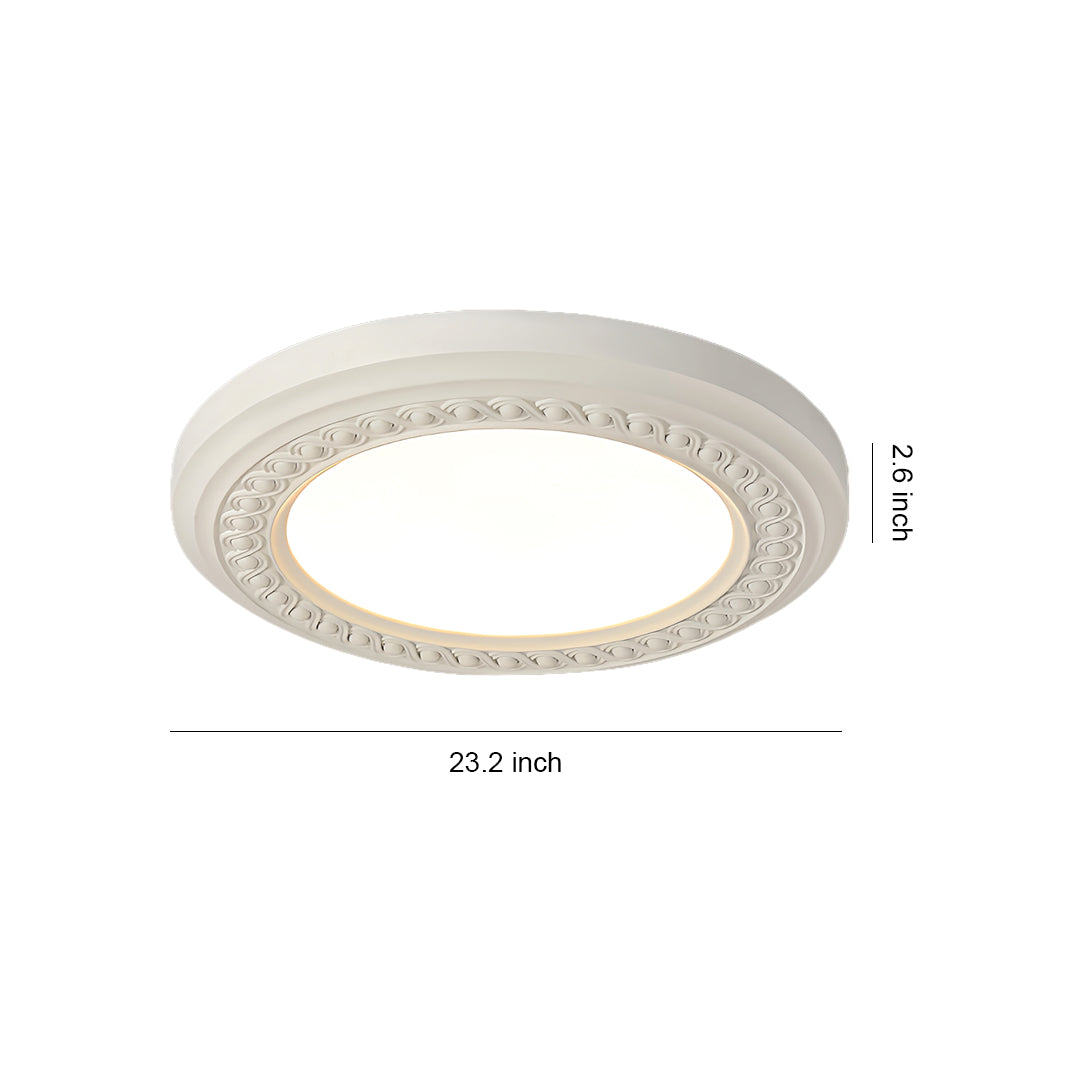 French Country Carved Resin Flush-Mount Ceiling Light — Acrylic Shade, 72W LED, 3-Step Dimming, 23.15"