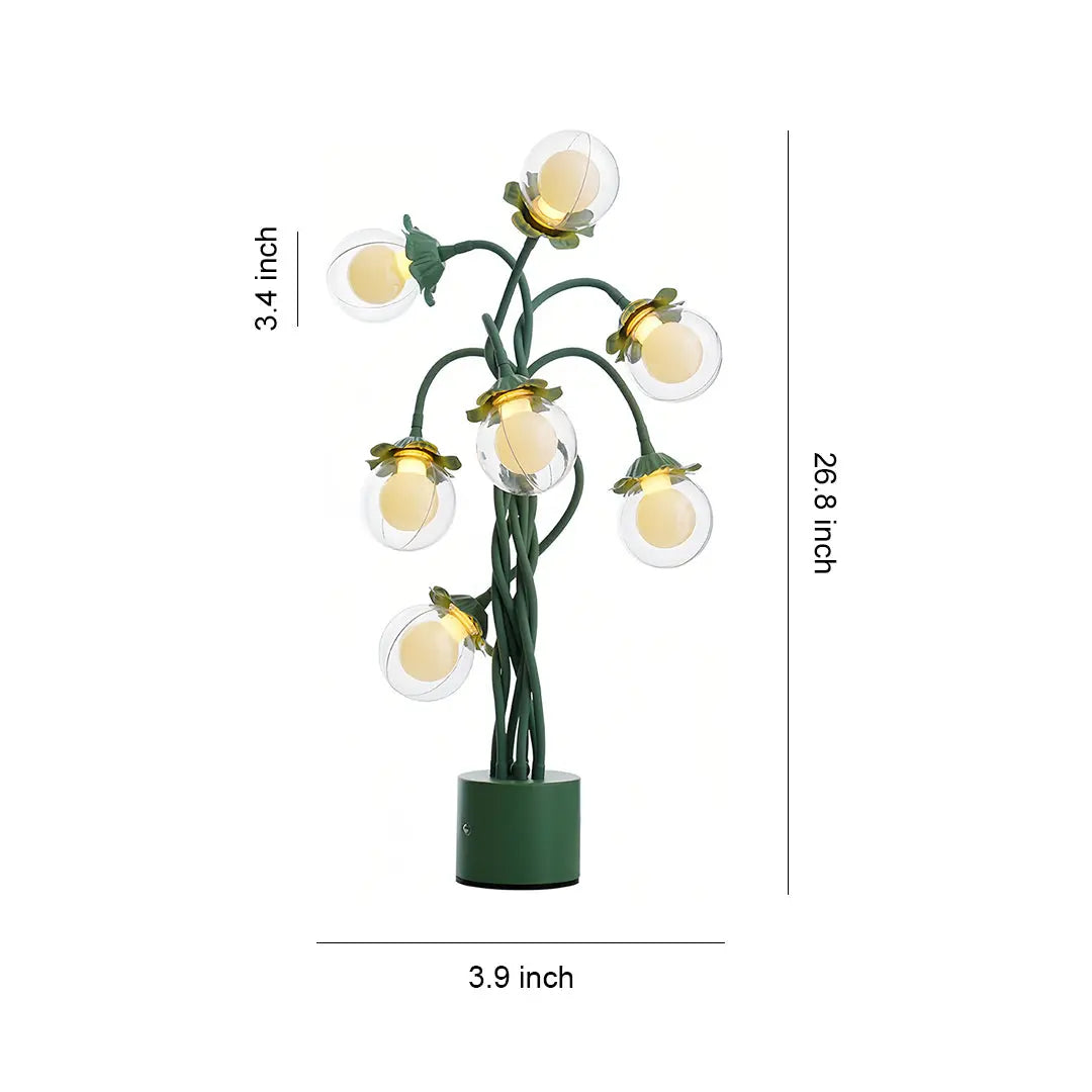 Artistic Globe Decorative Light: Retro Green Table Lamp with French Floral Design Luxe