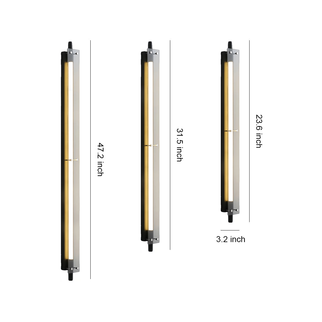 Black Linear Up/Down Wall Sconce — Iron and Glass, LED Hardwired, 12–24W, 60cm–120cm