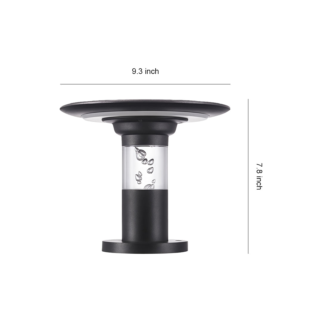 Solar Post Cap Light — Black Die-Cast Aluminum, 5W LED, Dual Color Temperature, IP65 Weatherproof