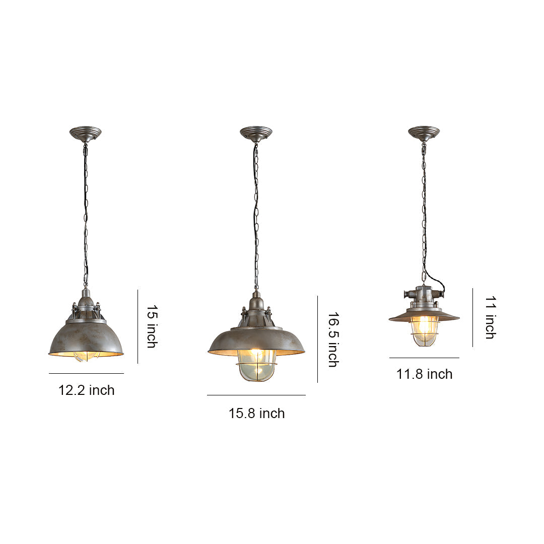 Vintage Industrial Pendant — Aluminum and Glass, E27, 3000K Warm White, Adjustable Chain, 3 Styles