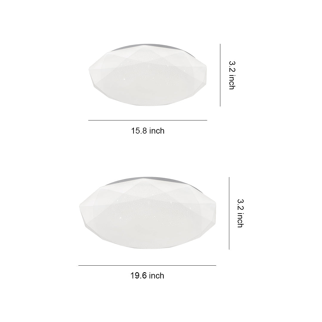 Geometric Full-Sky Star LED Flush Mount — White Iron and Acrylic, Stepless Dimmable, 24W–48W, 15.8" or 19.7"