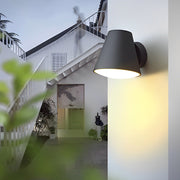 Modern Cone Outdoor Wall Sconce — Die-Cast Aluminum, Black, 12W LED, IP65 Weatherproof
