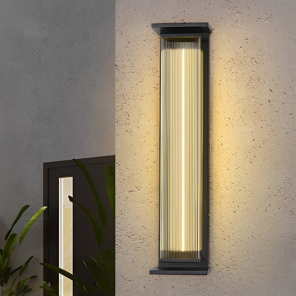 Industrial Strip Outdoor Wall Sconce — Black Stainless Steel, LED, Acrylic, 3-Color Temperature
