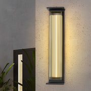 Industrial Strip Outdoor Wall Sconce — Black Stainless Steel, LED, Acrylic, 3-Color Temperature