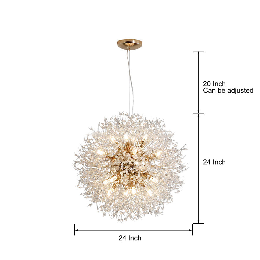 24" Shrub-Inspired LED Chandelier — Metal, 16-Light, 3000K/6000K, 20" Adjustable Cord