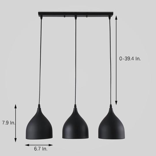 Modern Industrial 3-Light Pendant Chandelier — Metal, E26/E27, 60W Max, 47" Adjustable Cord
