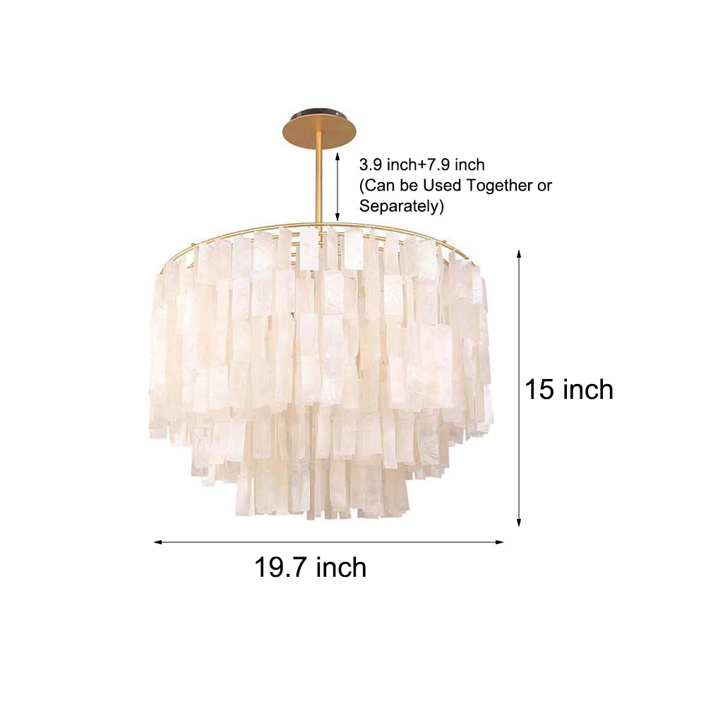 Shell-Shaped Capiz Chandelier — Metal, 4-Light LED, 19.7" Diameter, Gold or White
