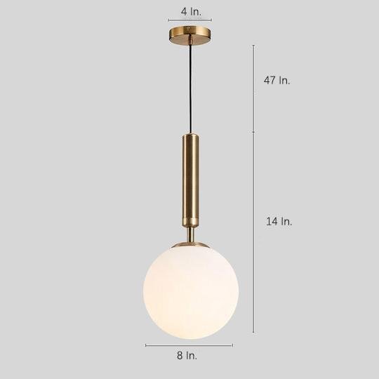 Artistic Globe Mini Pendant — Electroplated Metal and Milky Glass, 1-Light E26/E27, Black or Gold, 8" Diameter