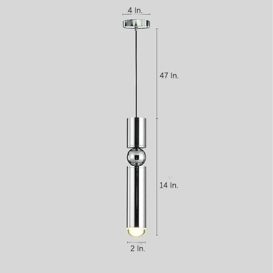 Cylindrical Mini Pendant — Electroplated Metal, LED, 2" × 14", 47" Adjustable Cord, E26/E27