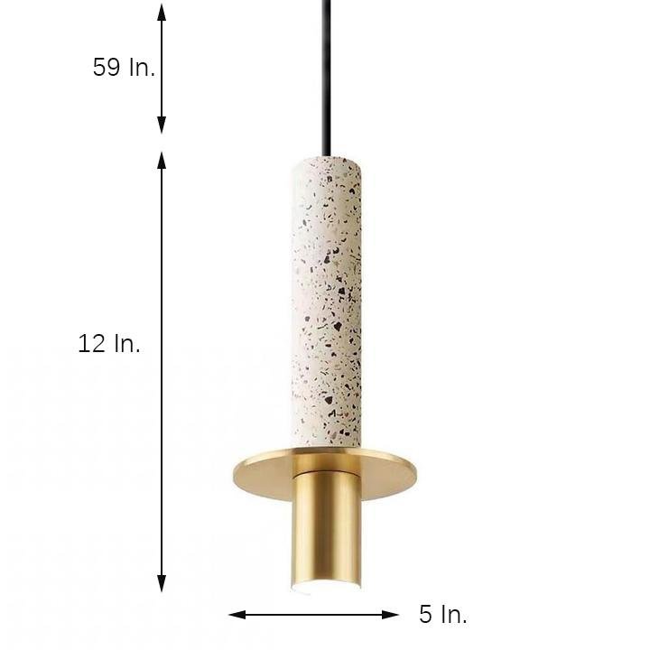 Cylindrical Circular Mini Pendant Light — Metal and Glass, 1-Light, 10W LED, 3000K, 5" Diameter, 59" Adjustable Cord