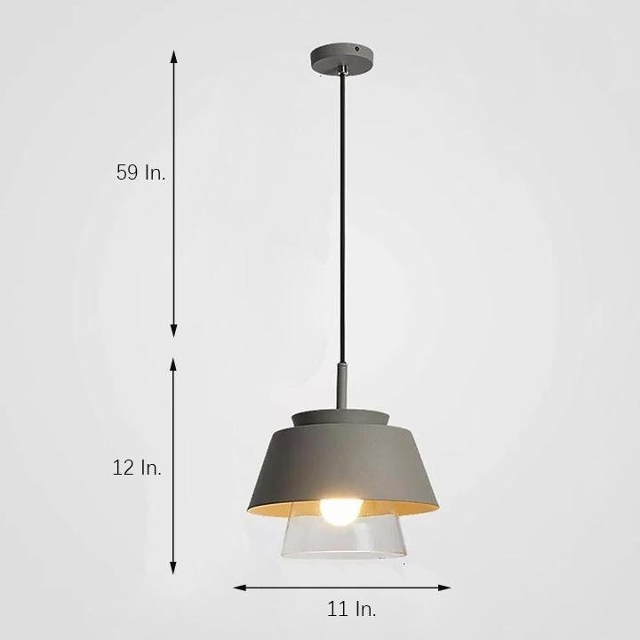 Minimalist Industrial Mini Pendant — Metal and Glass, 1-Light LED, 59" Adjustable Cord, E26/E27, 10W