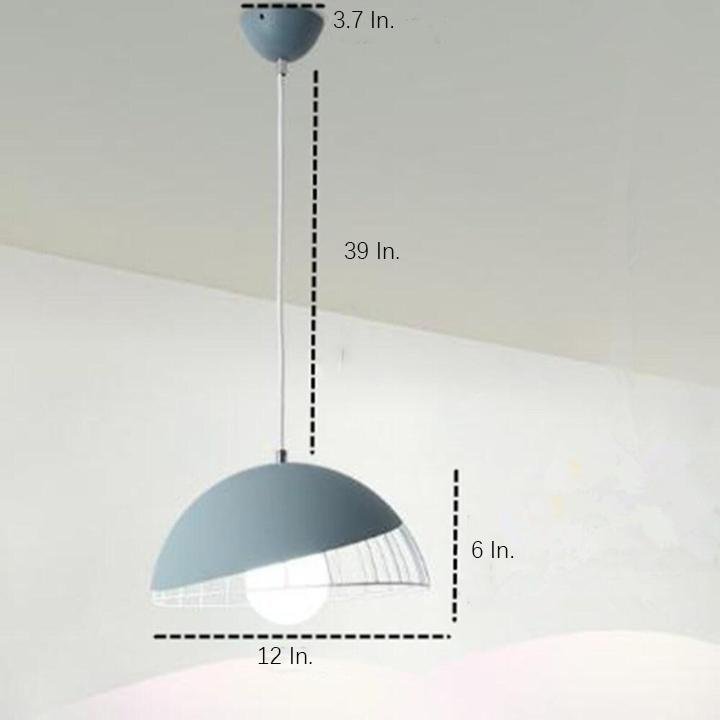 Semi-Globe Metal Pendant Light — Modern, E26/E27, 40W Max, 12" Diameter, Adjustable 39" Cord