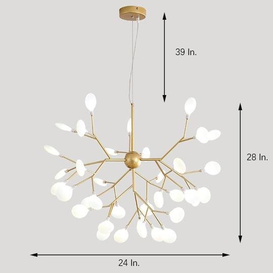 Modern 36-Light LED Chandelier — Metal and Acrylic, Gold and White, 31" Diameter, 39" Adjustable Cord