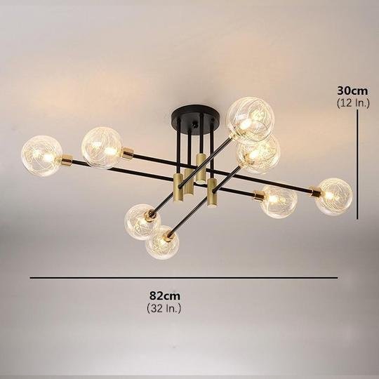 8-Light Modern Semi-Flush Mount Chandelier — Electroplated Metal and Glass, LED, 3000K / 6000K, 32" Diameter