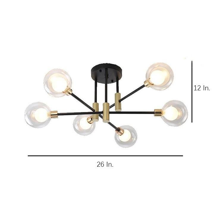 Sputnik LED Semi-Flush Mount — Metal and Glass, 6-Light G9, 26" Wide, 5W per Bulb