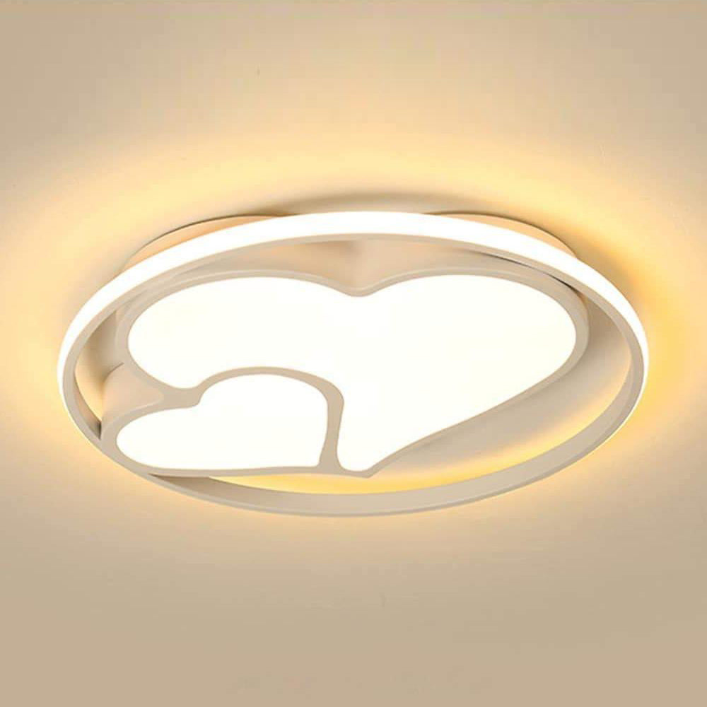Modern Heart-Circle Flush-Mount Ceiling Light — Dimmable LED, Remote Control, Black or White