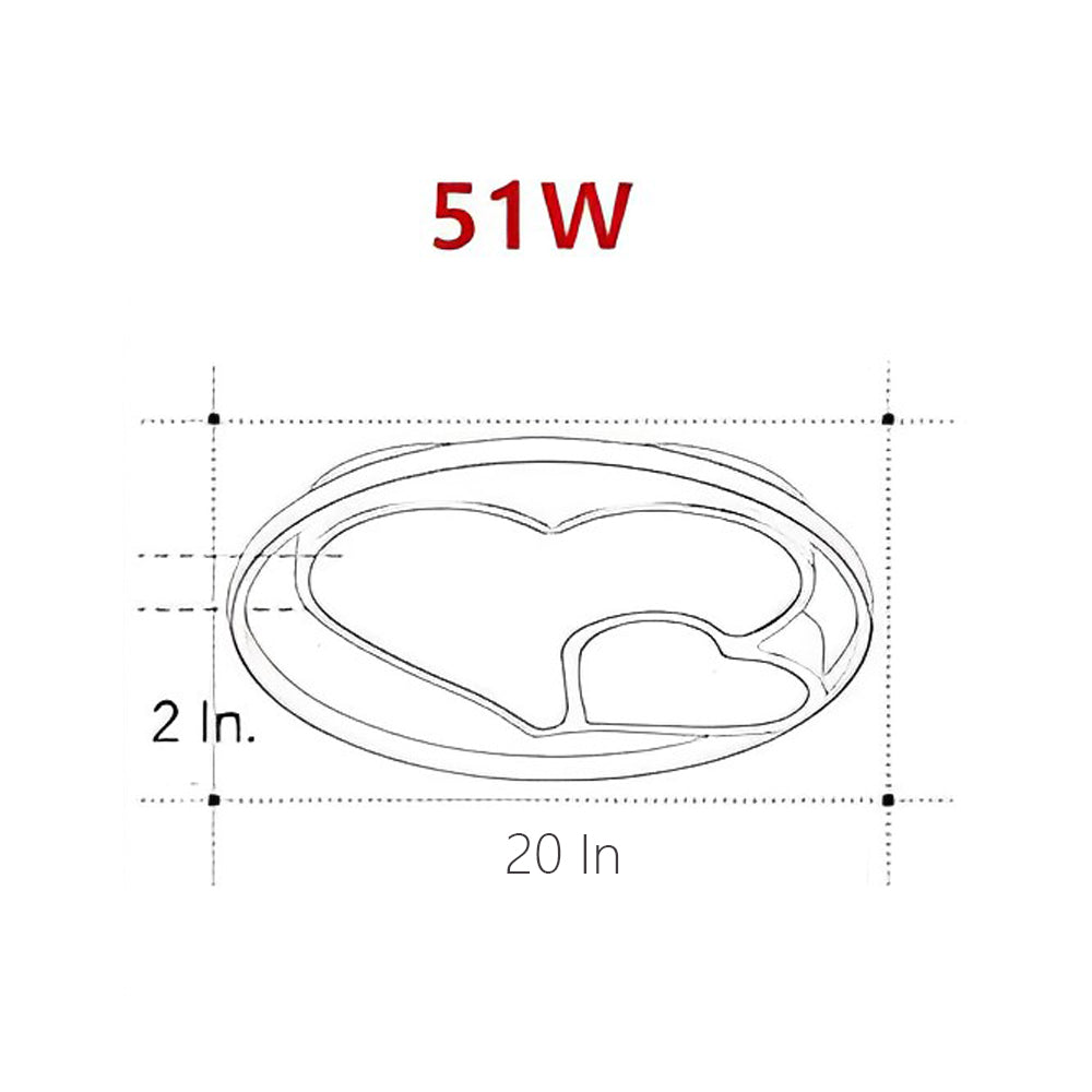Modern Heart-Circle Flush-Mount Ceiling Light — Dimmable LED, Remote Control, Black or White