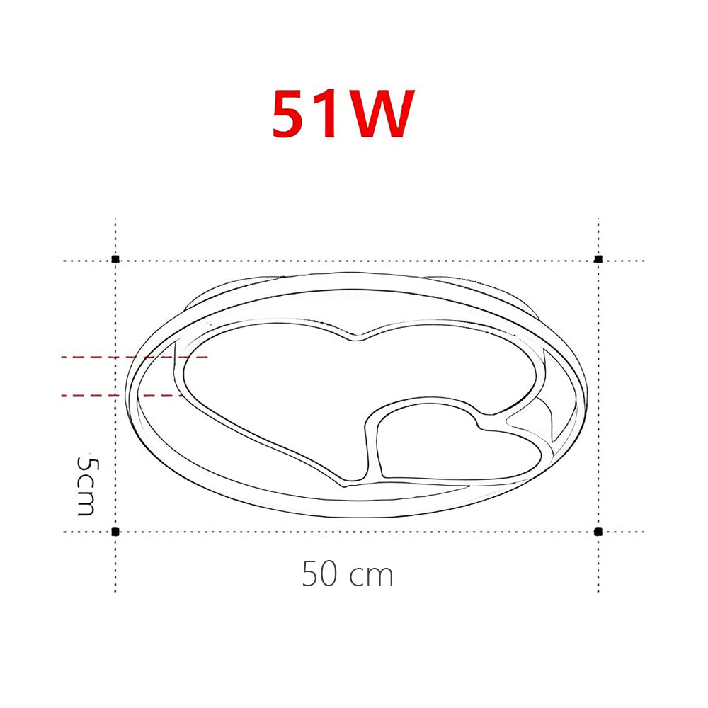 Modern Heart-Circle Flush-Mount Ceiling Light — Dimmable LED, Remote Control, Black or White