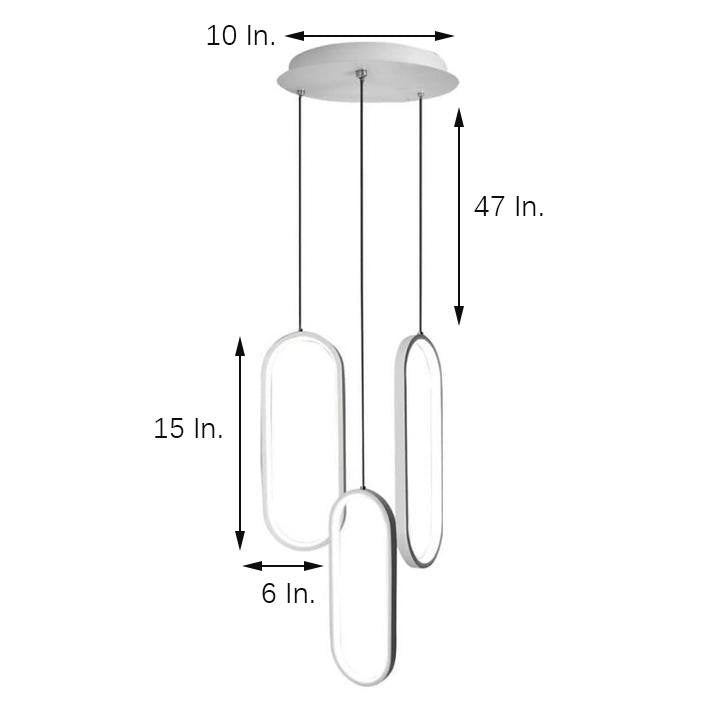 Oval Curved Multi-Light Pendant Chandelier — Aluminum, Modern Geometric, LED Dimmable, White or Black