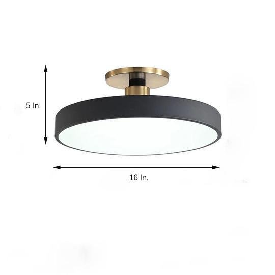 Circular LED Flush-Mount Ceiling Light — Metal and Acrylic, 16", 3000–5400K Adjustable