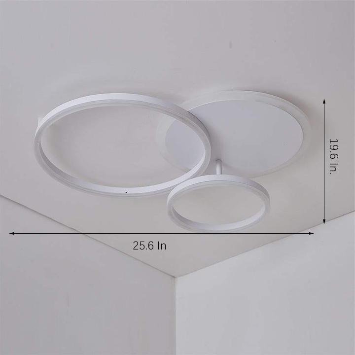 3-Ring Circle Flush-Mount Light — White Acrylic, 3-Light LED, 3-Color Dimmable, 26" × 20"