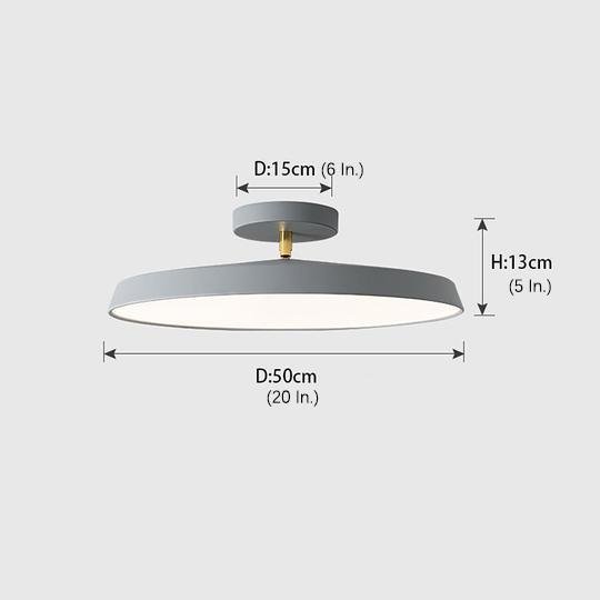 Circular Art Deco Semi-Flush Mount Ceiling Light — Aluminum & PVC, Adjustable 1-Light LED, 56W, 20" Diameter