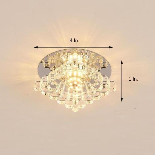 Geometric Crystal Flush-Mount Chandelier — Metal, LED, 7W, 4" Diameter