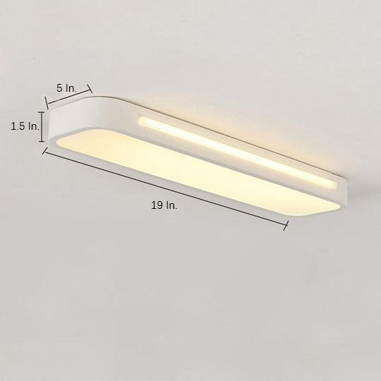 Minimalist Rectangular LED Flush-Mount Ceiling Light — Metal, Frosted Acrylic, 19" x 5", 3000K/6500K, 1-Light