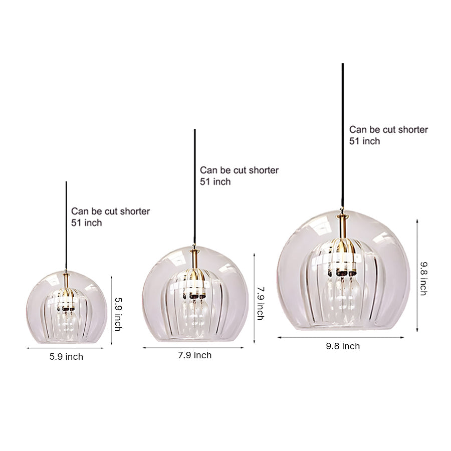 Glass Globe Mini Pendant — Copper, LED E27, 51" Adjustable Cord, 3000K / 6000K