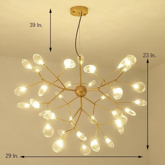 Sputnik Chandelier — Black and Gold Metal, 36-Light LED Cluster, 30" Diameter, 3000K / 6000K