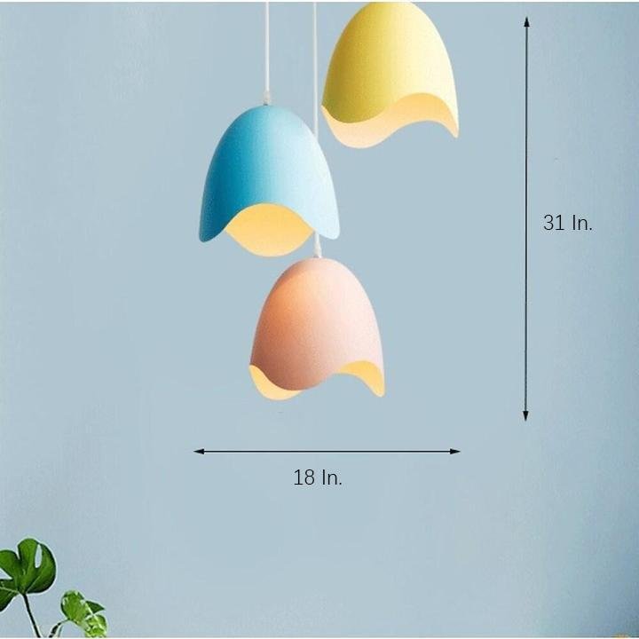 Half Eggshell 3-Light Pendant — Metal, Modern Industrial, Colorful (Yellow, Red, Blue)