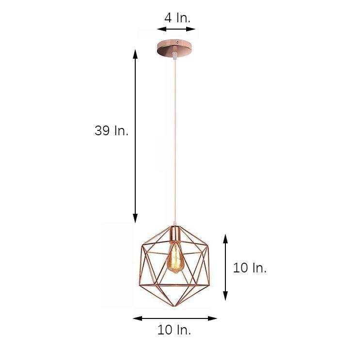 Industrial Geometric Cage Mini Pendant — Metal, 1-Light, 4W LED, 10" Diameter, Adjustable 39" Cord