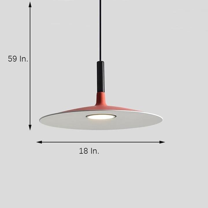 Flat Dish LED Pendant Light — Metal, 18" Diameter, 3000/6000K, 47" Adjustable Cord