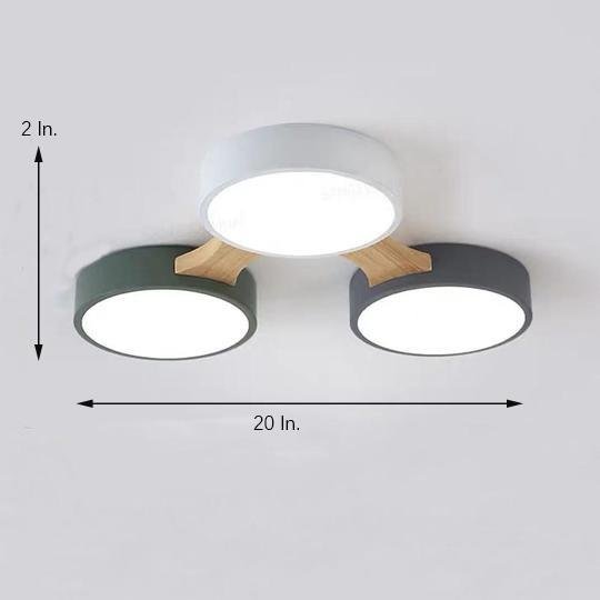 Circular Multi-Light LED Flush Mount — Wood/Bamboo and PVC, 3-Light / 4-Light / 5-Light, Dimmable 3000K–6000K, Remote Control
