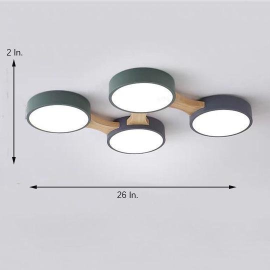 Circular Multi-Light LED Flush Mount — Wood/Bamboo and PVC, 3-Light / 4-Light / 5-Light, Dimmable 3000K–6000K, Remote Control