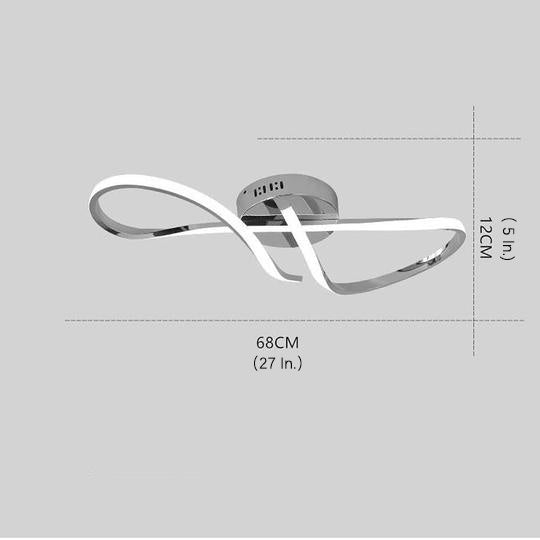 Wavy Linear Semi-Flush Mount Ceiling Light — Electroplated Metal, 27", LED Integrated, Dimmable with Remote