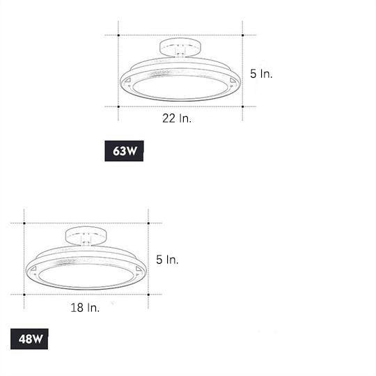 Modern Circular LED Flush-Mount Ceiling Light — Metal, 2-Light, 3000K / 6000K, 18" or 22"