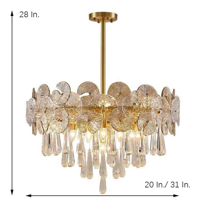 Crystal Candelabra Flush-Mount Chandelier — Metal, 10-Light, E12 LED, 3000–5400K