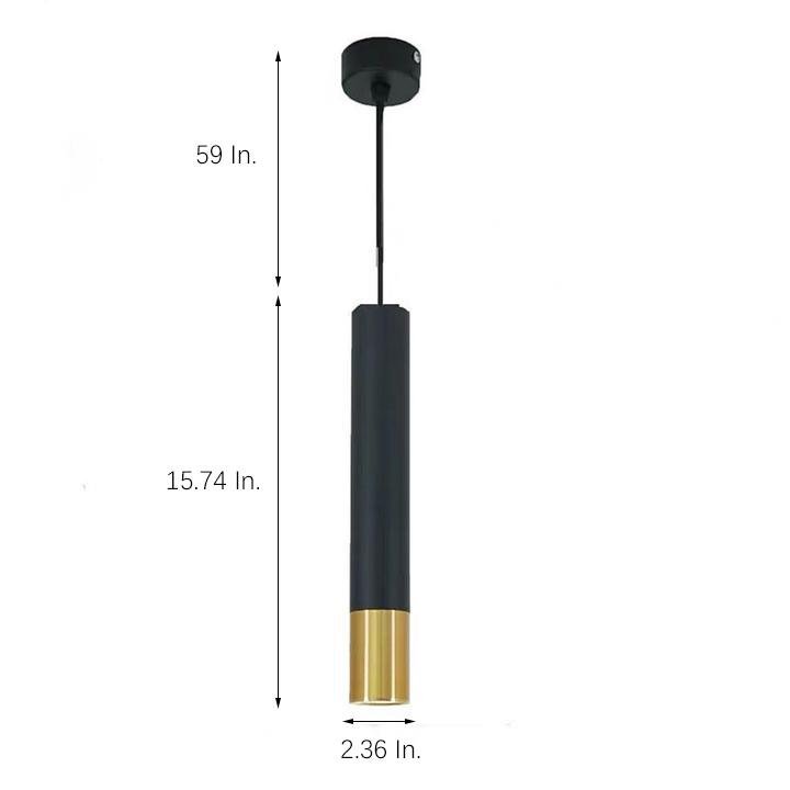 Cylindrical Mini Pendant Light — Black and Gold Metal, LED 3000K, 3-Step Dimming, 59" Adjustable Cord