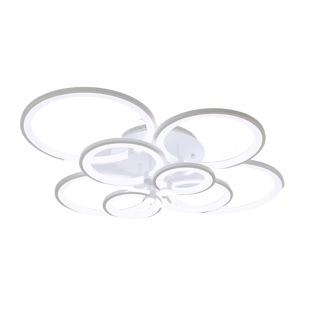 Overlapping Rings LED Semi-Flush Mount — Metal and Acrylic, 4-Light / 6-Light / 8-Light, Dimmable