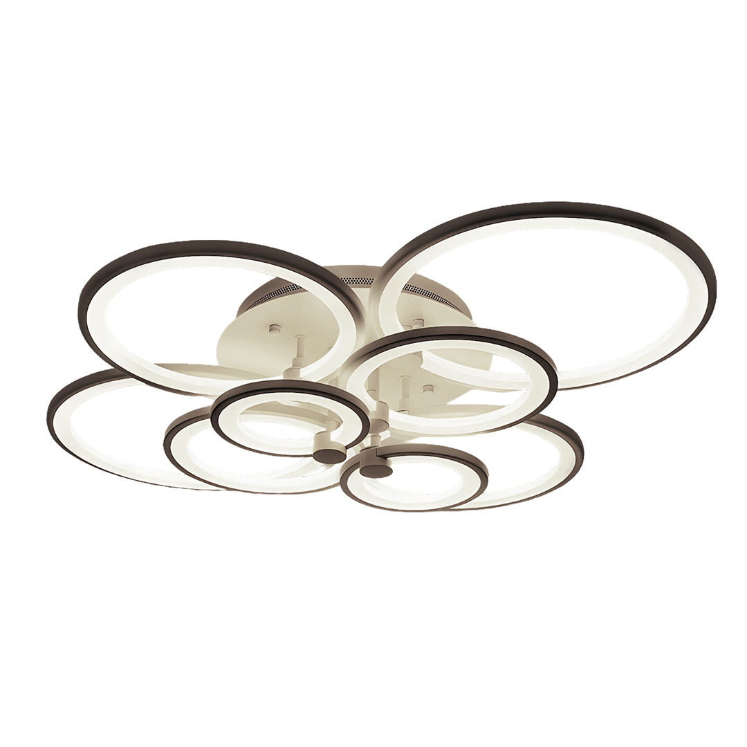 Overlapping Rings LED Semi-Flush Mount — Metal and Acrylic, 4-Light / 6-Light / 8-Light, Dimmable