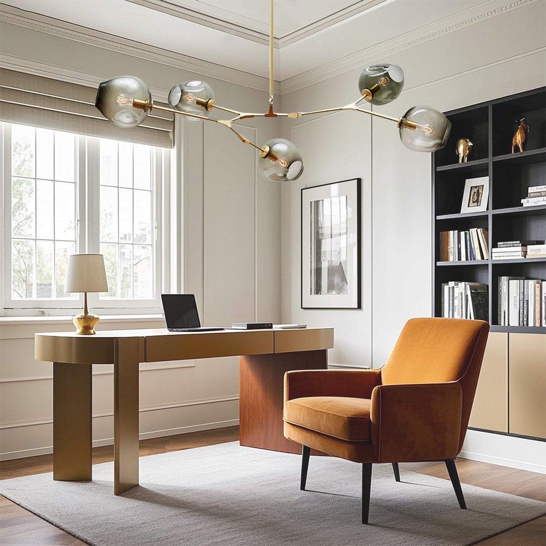 Globe Sputnik Industrial Chandelier — Metal and Glass, E27, 3/5/6/7-Light, Choice of Finish and Shade Color