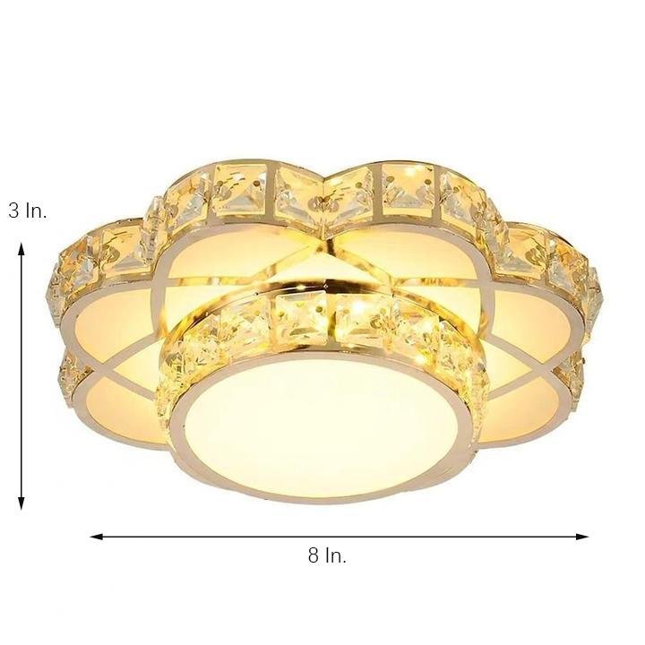 Flower-Effect Crystal Flush-Mount Ceiling Light — Metal, LED, 8" Diameter, 3000K / 6000K / RGB