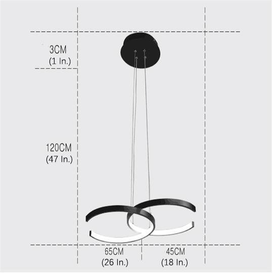 C-Shaped Pendant Lights, Set of 2 — Aluminum, LED 46W, 3000–6000K Dimmable, 26" Wide