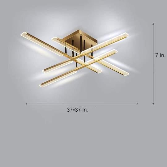 Linear Semi Flush-Mount Ceiling Light — Acrylic and Metal, 8- or 12-Light, 3-Step Dimming, Remote Control
