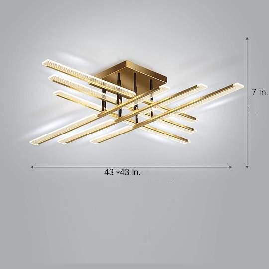 Linear Semi Flush-Mount Ceiling Light — Acrylic and Metal, 8- or 12-Light, 3-Step Dimming, Remote Control