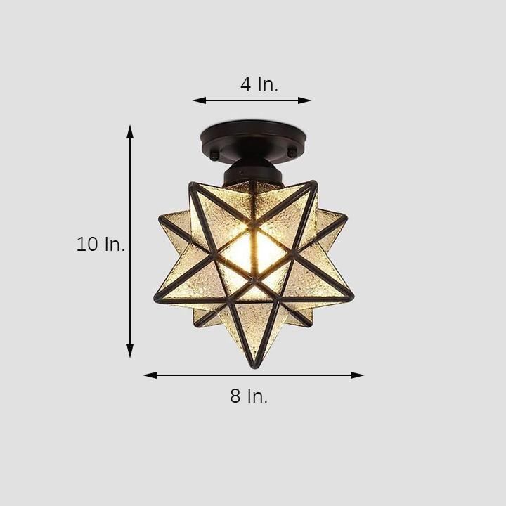 Geometric Multi-Pointed Star Semi-Flush Mount — Metal and Glass, E26/E27, 110–120V
