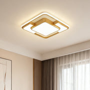 Square Geometric LED Flush-Mount Ceiling Light — Acrylic, 3-Step Dimming, Remote Control, Black or Gold