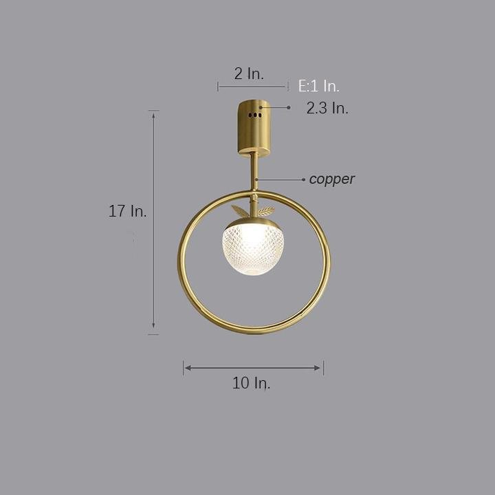 Modern Gold Ring LED Semi-Flush Mount — Copper and Acrylic, 6W Warm White, 10" Diameter